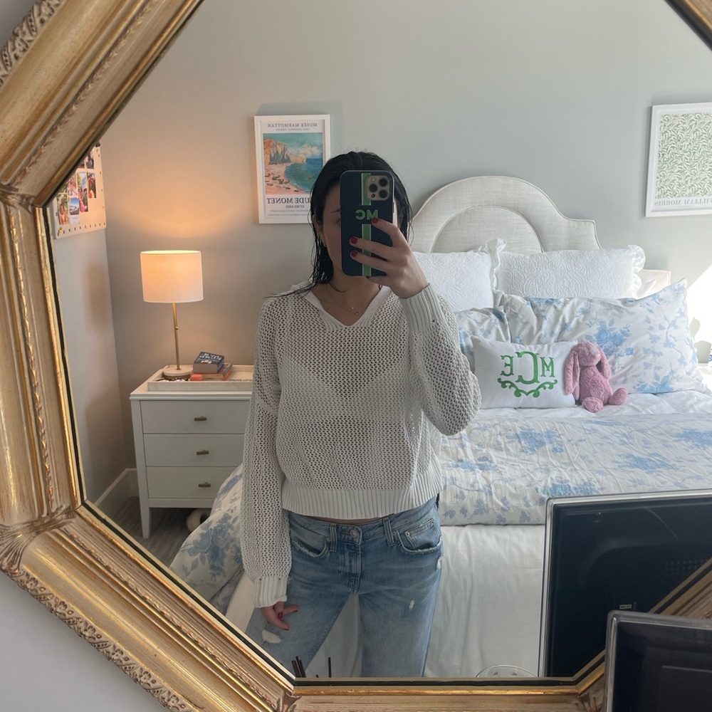 SEEK the label crochet hooded sweater